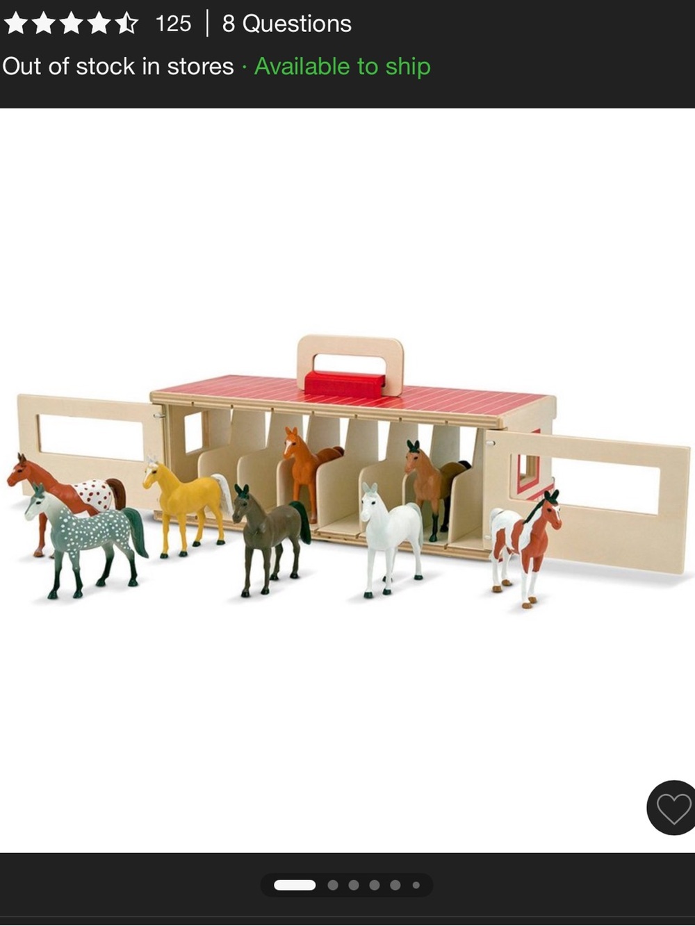 Melissa & Doug Wooden Horse Carrier Case with Red Top and Beige Body